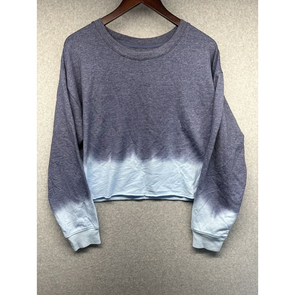 Sundown by Splendid Womens Sweater with Hair Tie Ombre Blue Cropped XL NWT